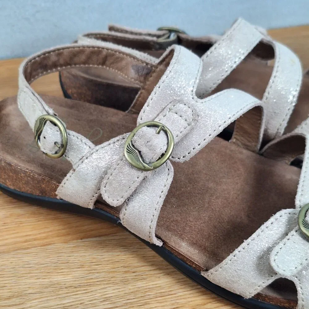 Dansko Jameson Women's 11 EU 41 Strappy Slingback Sandals Champagne Leather